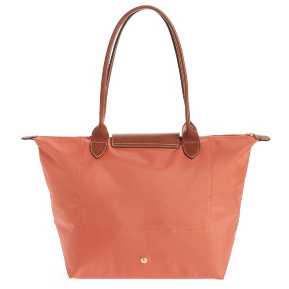 Longchamp Le Pliage Large Pink Canvas Tote Shoulder Bag NWT Foldable Leather - Picture 2 of 6